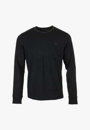 Fred Perry TWIN TIPPED - Longsleeve - bleu marine vert laurel wreath brique carrington