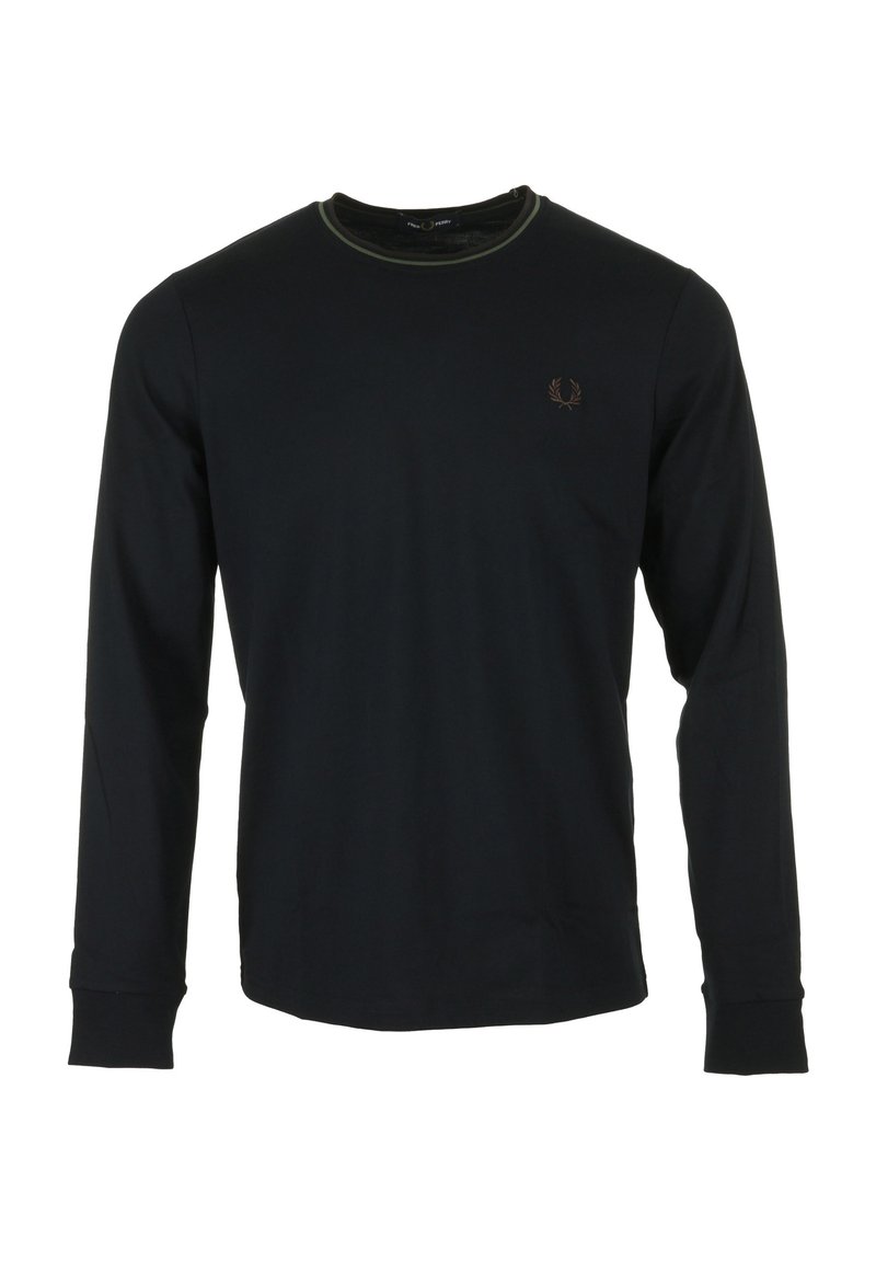 Fred Perry TWIN TIPPED  - Longsleeve - bleu marine vert laurel wreath brique carrington