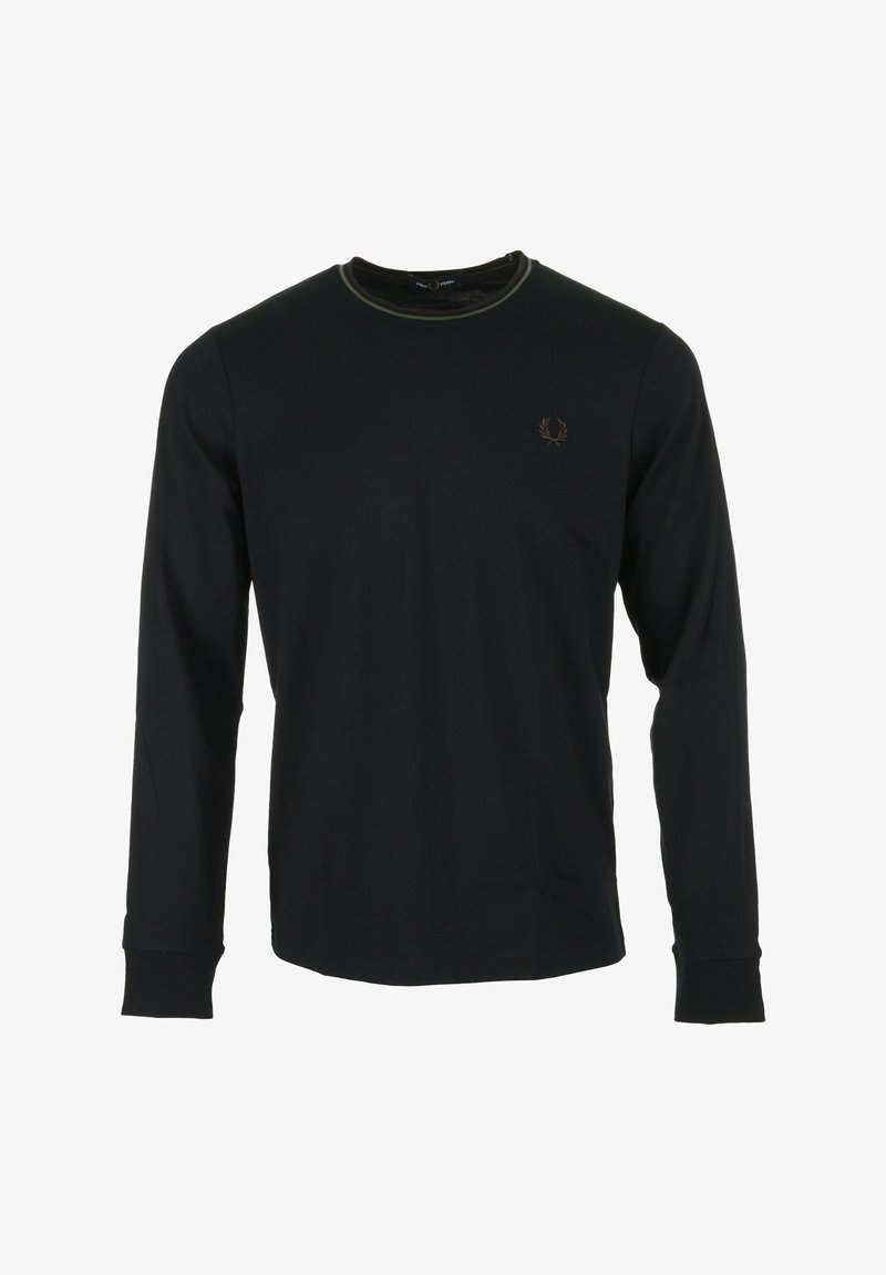 Fred Perry TWIN TIPPED - Longsleeve - bleu marine vert laurel wreath brique carrington