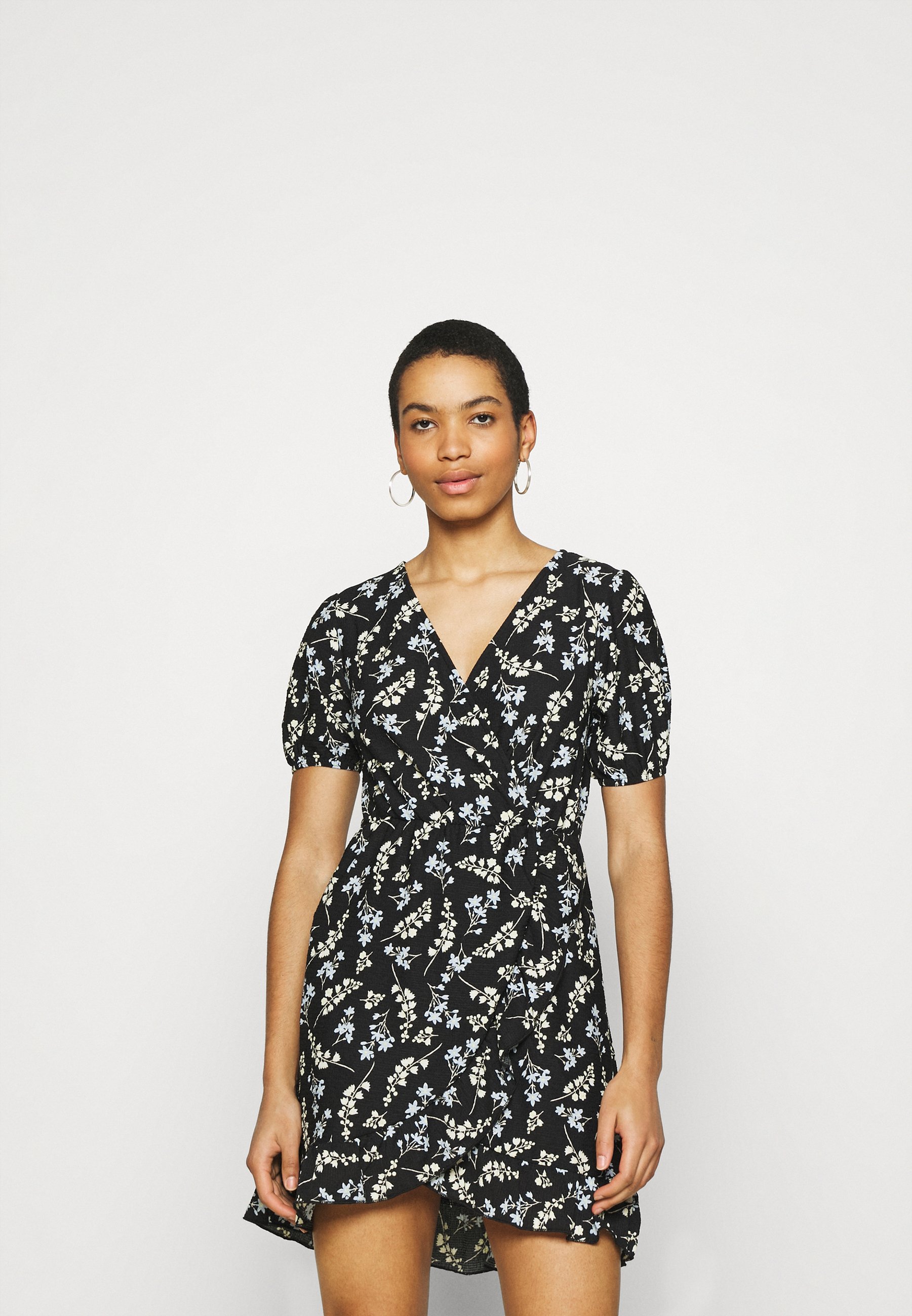 wrap front mini dress