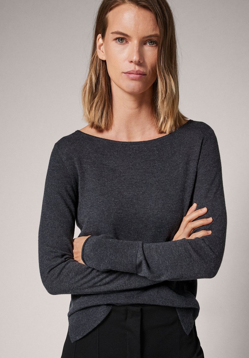 Damen Strickjacken | comma Strickpullover dark grey/anthrazit-meliert - FU01308 Damen Strickjacken | comma Strickpullover dark grey/anthrazit-meliert - FU01308
