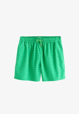 Short de bain vert pour homme avec taille élastique, cordon de serrage et motif géométrique subtil.