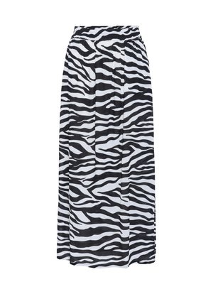 Gonna maxi con stampa zebrastripes in bianco e nero, dotata di una vita elasticizzata e un design fluido, realizzata in tessuto leggero. Presenta righe audaci e uno stile casual.