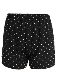 Shorts noirs avec des pois blancs, dotés d'une taille élastique et d'une coupe ample et confortable.