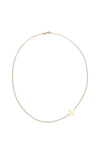 Goldkette mit einer feinen Kette, die einen kleinen Flugzeuganhänger trägt. Der Anhänger ist schlicht, mit einer glatten Textur und ausgeschnittenem Design.