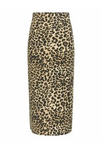 Pencil skirt met luipaardprint in beige en zwart, met een hoge taille en een soepele textuur in een aansluitende pasvorm.