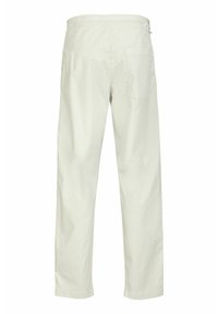Lichtgekleurde katoenen broeken met een relaxed fit, voorzien van een achterzak en een trekkoord in de taille voor aanpassing. Glad, gestructureerd stof.
