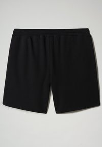 Pantaloni corti sportivi neri realizzati in tessuto morbido, con un elastico in vita e una vestibilità ampia, progettati per comfort e libertà di movimento.