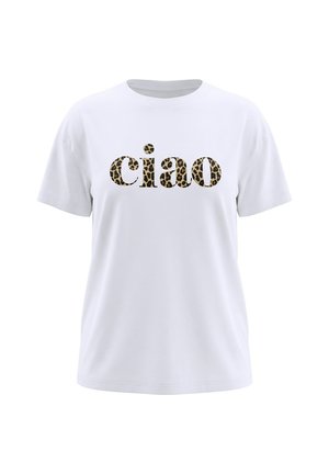 MIAMODA, T-SHIRT, BOXY FIT, LEOPARD PRINT LETTERING - T-Shirt print - snow white