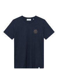 Les Deux GLOBE - T-shirt estampada - dark navy/tobacco brown