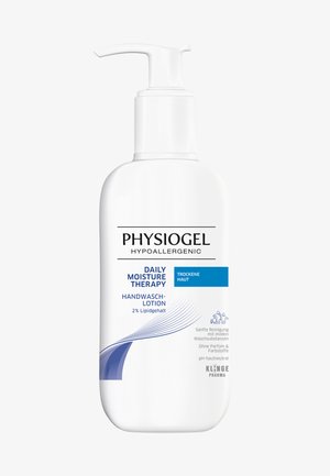 Physiogel Daily Moisture Therapy Handwaschlotion im Pumpspender für trockene Haut, hypoallergen, frei von Duftstoffen, pH-neutral, mit 2 % Lipiden.