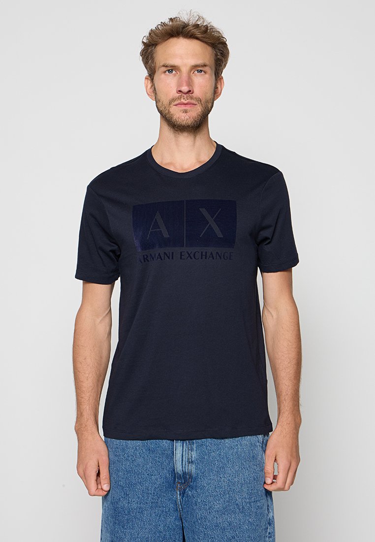 Armani Exchange T-shirt print donkerblauw