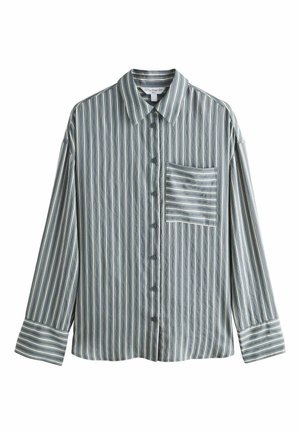 Gestreiftes Hemd mit Knopfleiste in Blau und Weiß, mit Brusttasche, langen Ärmeln und spitzem Kragen. Weicher Stoff mit entspanntem Schnitt.
