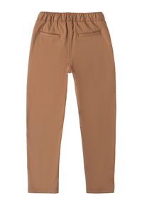 Braune Leggings mit elastischem Bund und zwei Gesäßtaschen, aus glattem Stoff gefertigt, mit einer figurbetonten Form, die für Komfort und Bewegungsfreiheit sorgen.