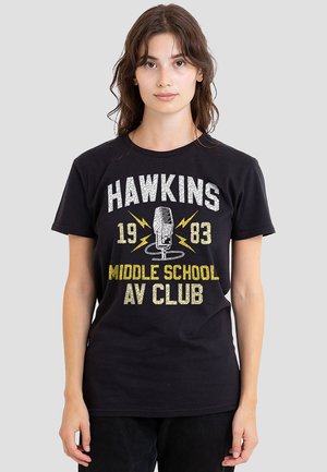 STRANGER THINGS HAWKINS MIDDLE SCHOOL - Print T-shirt - black