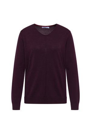 Cecil, BASIC PULLOVER MIT V-NECK IN UNIFARBE - Jersey de punto - eggplant red