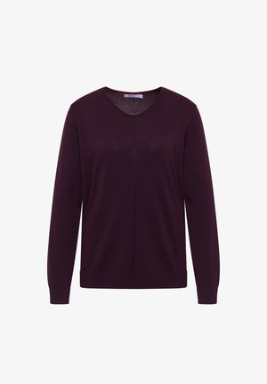 Cecil, BASIC PULLOVER MIT V-NECK IN UNIFARBE - Jersey de punto - eggplant red
