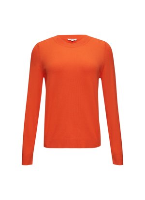 Oranje longsleeve trui met een ronde hals, vervaardigd uit een gladde breiwerking, met minimale stikseldetails langs de naden.