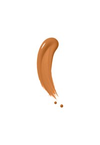 Échantillon de crème brun moyen avec une finition lisse et brillante, présentant un bord effilé et une texture picturale, sur un fond blanc.