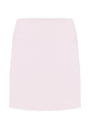 Lichtroze sportrok met een brede tailleband, gladde textuur en een ontwerp tot op de knie. Voorzien van een klein logo aan de zoom.