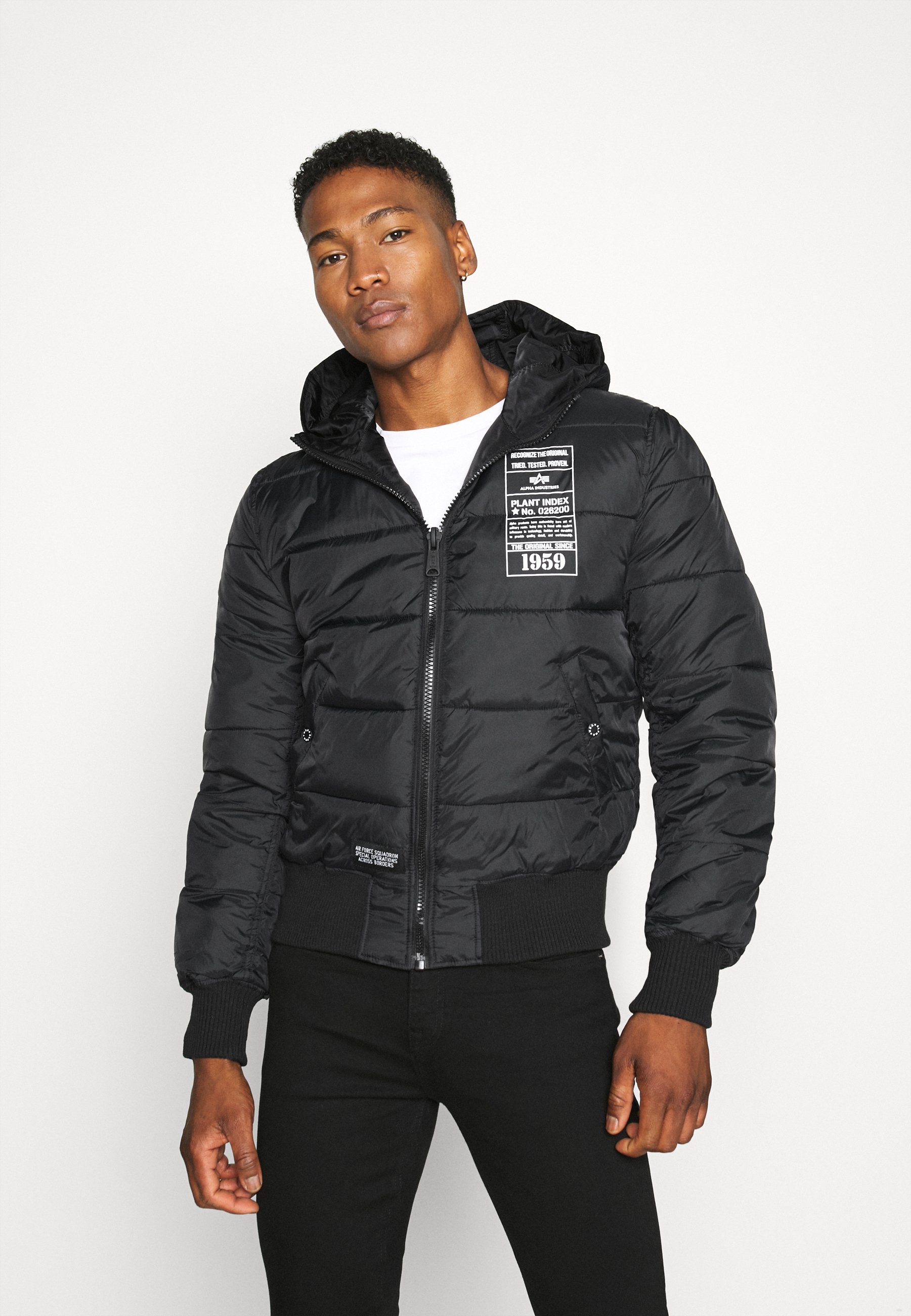 Alpha Industries HOODED PUFFER Allvädersjacka black Alpha Industries Bomberjacka repl. blue Zalando.se