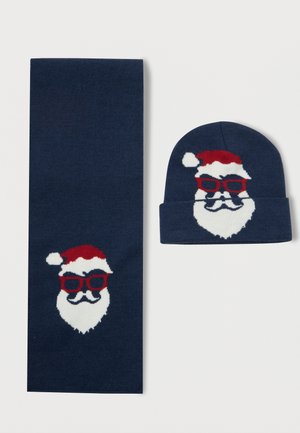 BOX SCARF BEANIE UNISEX SET - Pletena kapa - dark navy