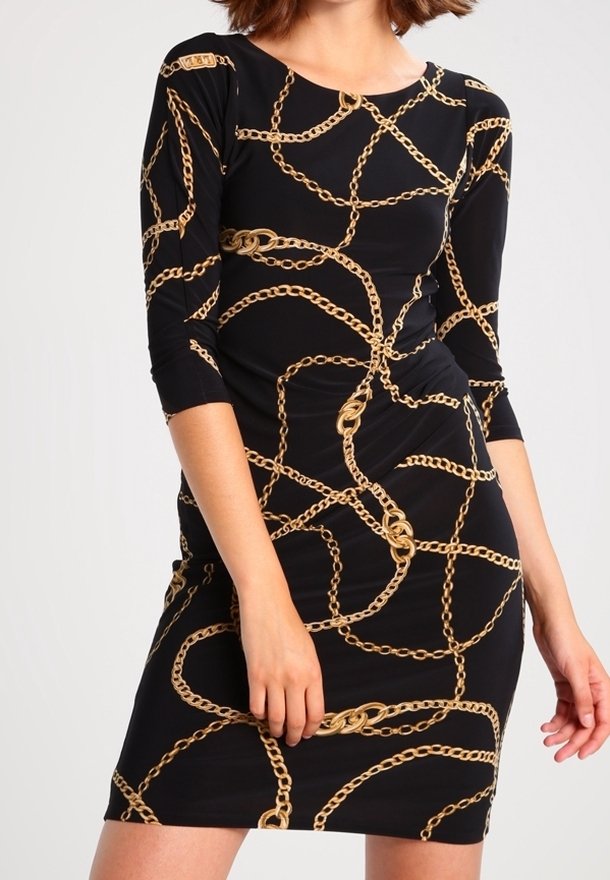ralph lauren black gold dress Lauren Ralph Lauren Women's Metallic Floral Tulle Dress - Black