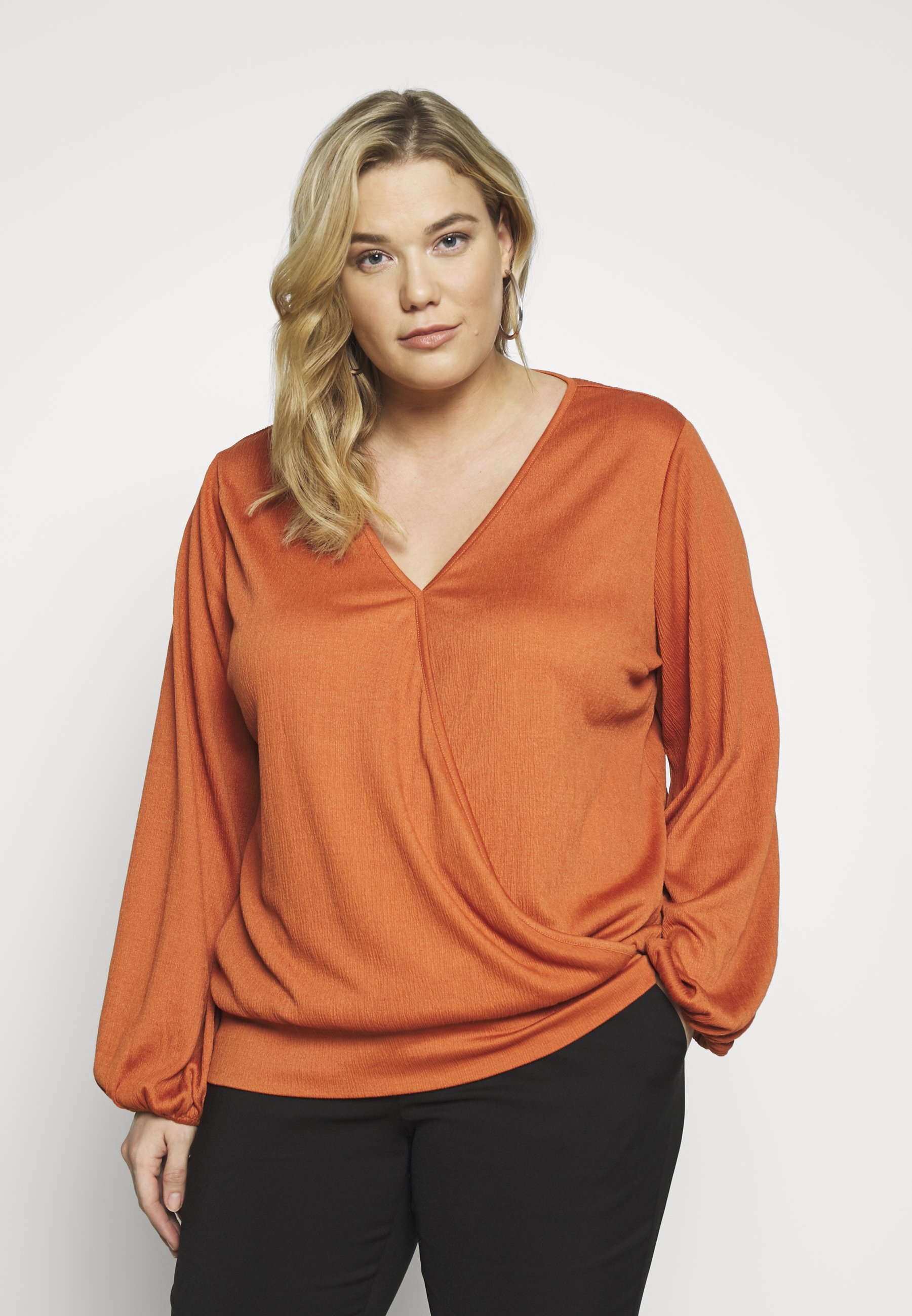 CAPSULE by Simply Be TEXTURED WRAP Topper langermet rust Evans Topper langermet - rust