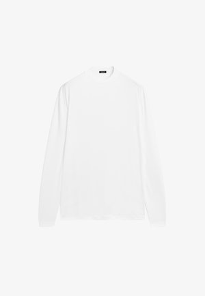 Wit shirt met lange mouwen en ronde hals, gemaakt van glad katoen. Heeft geribbelde manchetten en een rechte zoom, zonder zichtbare patronen.