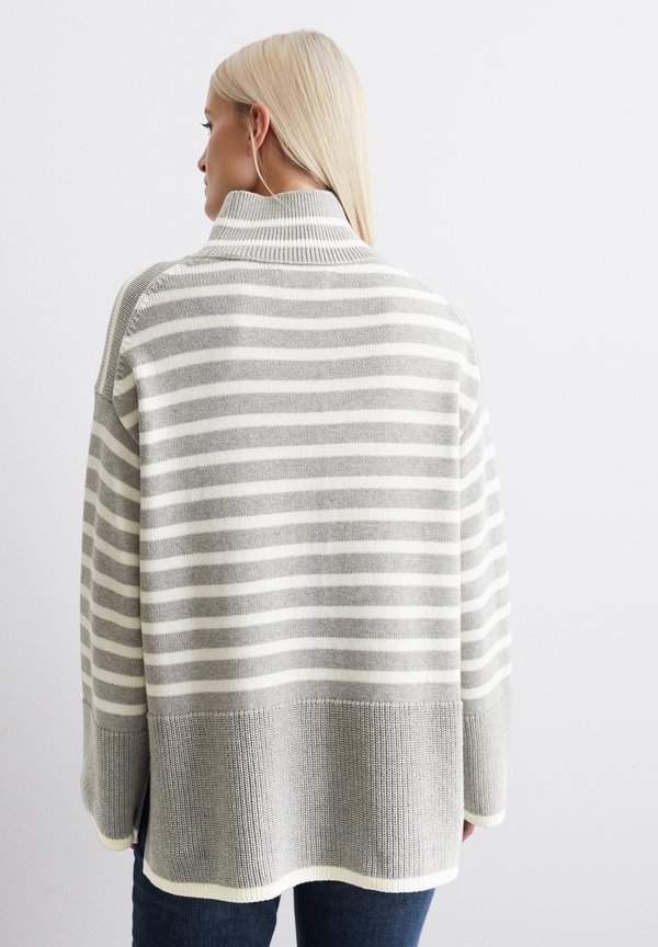 STAND UP COLLAR STRIPED - Jumper - striped   mid stone melange3