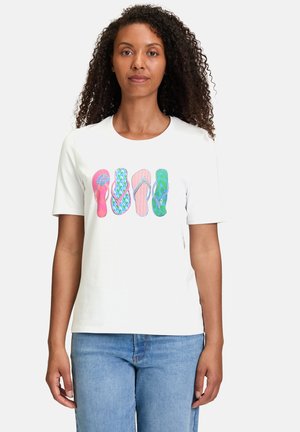 Print T-shirt - patch white varicolored