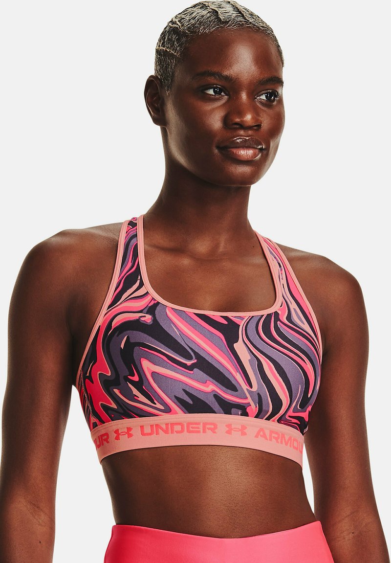 Under Armour SPORTS MID CROSSBACK PRINTED Medium support sports bra posh pink/pink Zalando
