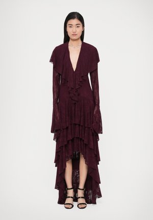 LOW LONG SLEEVE DEEP V RUFFLE - Maxi šaty - plum