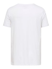 Απλό λευκό κοντομάνικο T-shirt, εμφανιζόμενο από πίσω, με στρογγυλή λαιμόκοψη και κανονική εφαρμογή.