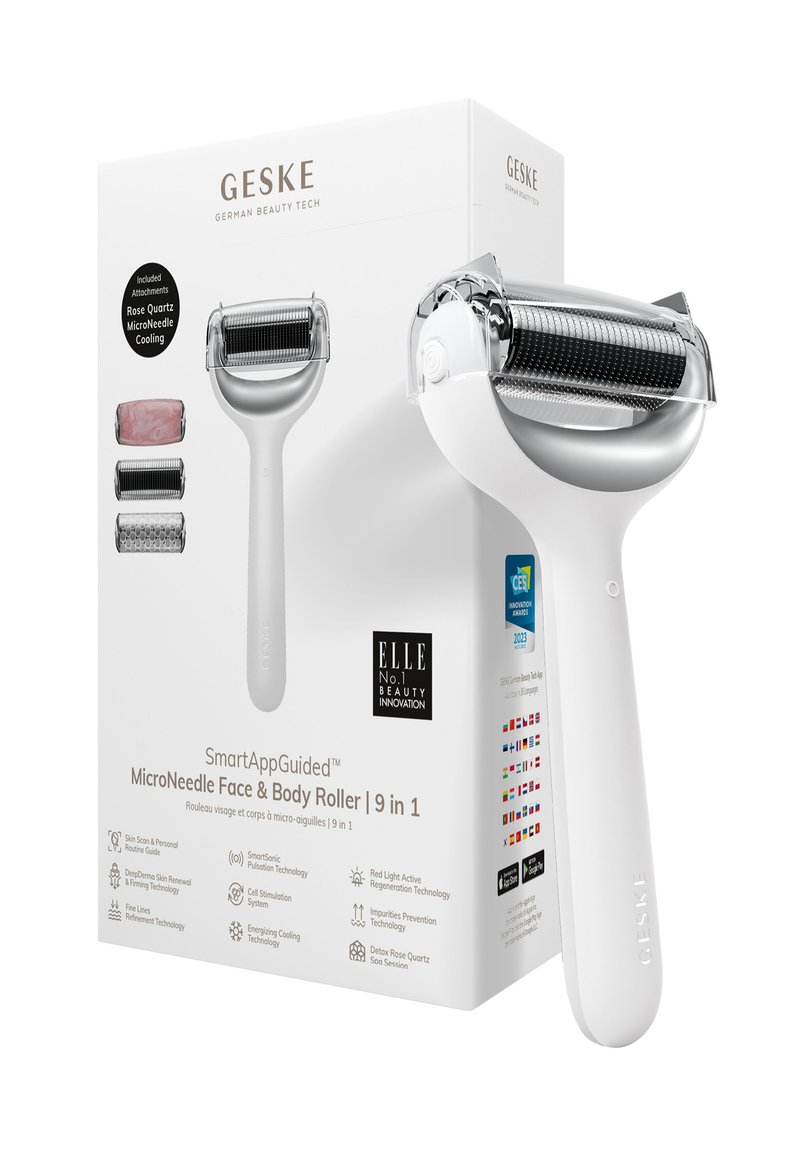 GESKE - MICRONEEDLE FACE BODY ROLLER | 9 IN 1 - Huidverzorgingstool - white, Vergroten