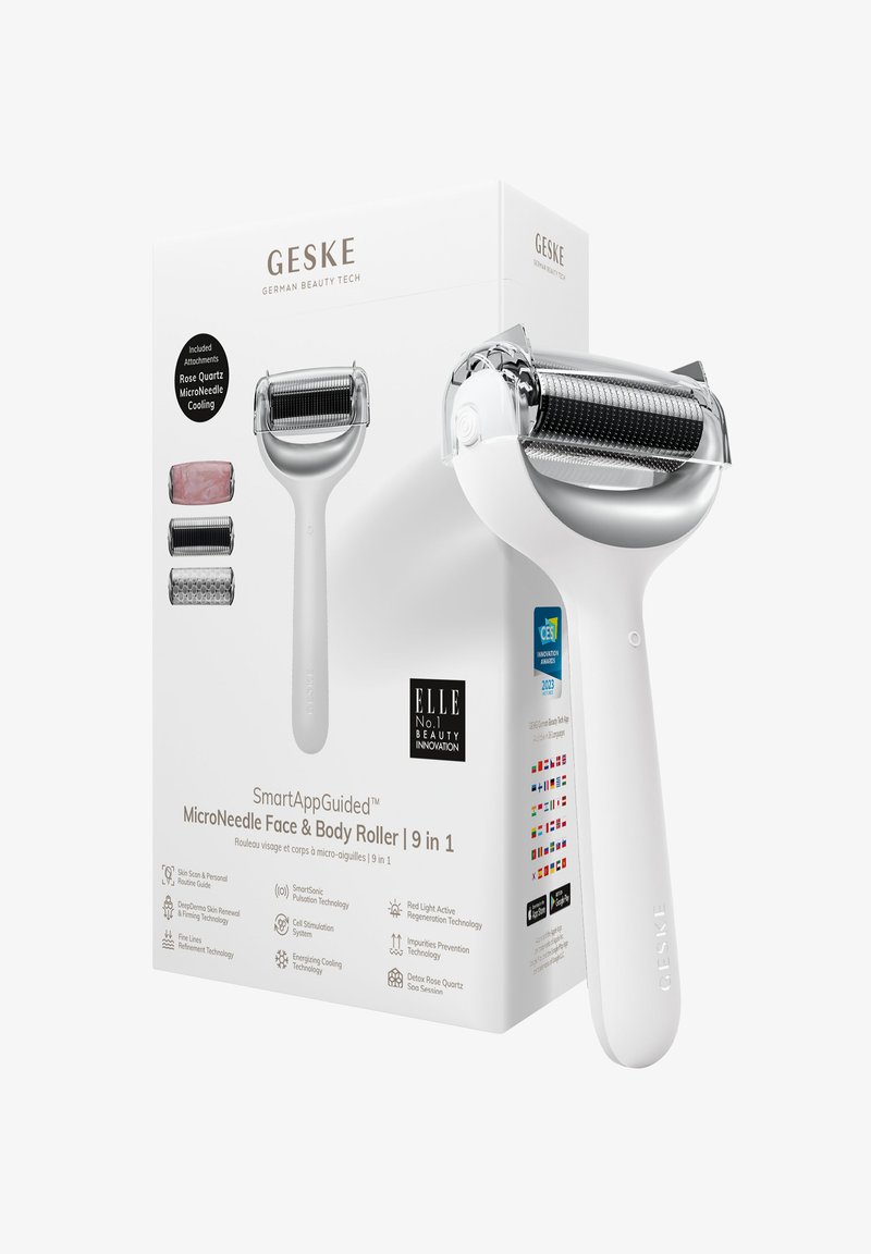 GESKE - MICRONEEDLE FACE BODY ROLLER | 9 IN 1 - Ansiktsvård - tillbehör - white, Förstora