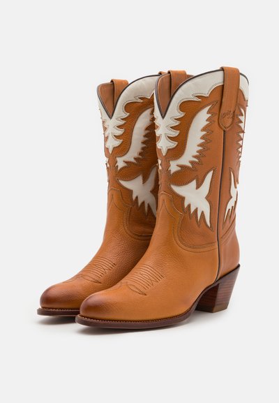 Polo Ralph Lauren LEATHER COWBOY BOOT - Kaubojiški / motociklininko stiliaus batai - cream