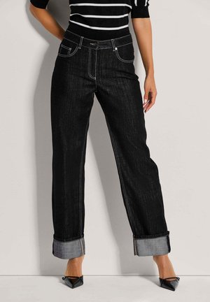 MIT FIXIERTEM AUFSCHLAG - Straight leg jeans - black