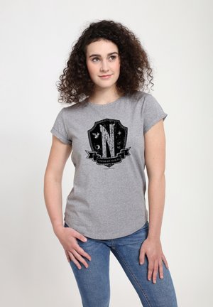 WEDNESDAY NEVERMORE EMBLEM - Print T-shirt - light heather grey