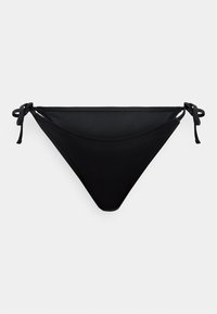 Μαύρο κατώτερο μέρος μπικίνι από λείο ύφασμα, με κορδόνια στις πλευρές, σχεδιασμό με χαμηλή μέση και αδιάκοπο φινίρισμα.