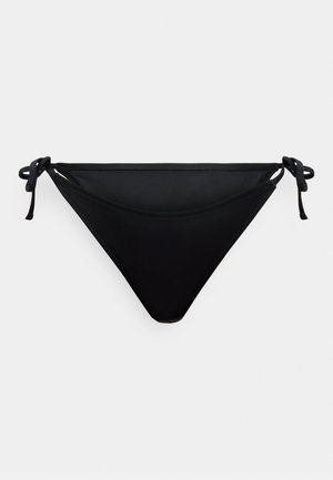 Μαύρο κατώτερο μέρος μπικίνι από λείο ύφασμα, με κορδόνια στις πλευρές, σχεδιασμό με χαμηλή μέση και αδιάκοπο φινίρισμα.