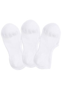 White cotton ankle socks, seamless toe design, ribbed cuffs, pack of three, smooth texture, suitable for casual wear.