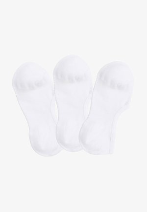 Weiße Baumwollknöchelsocken, nahtloses Zehendesign, gerippte Bündchen, im Dreierpack, glatte Textur, geeignet für legere Freizeitkleidung.