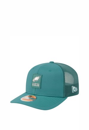 Tannengrüner Baseballcap mit strukturiertem Vorderteil, Netzrücken, gesticktem Philadelphia Eagles-Logo und flacher Visier.