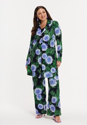 MIT DRUCK - Stoffhose - blue