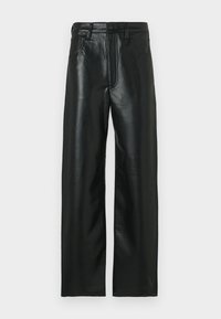 BAGGY - Ādas bikses - black