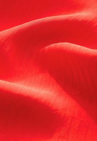 Tissu rouge avec une texture lisse, présentant des lignes ondulées subtiles. La surface apparaît légèrement brillante avec la lumière qui s'y reflète.