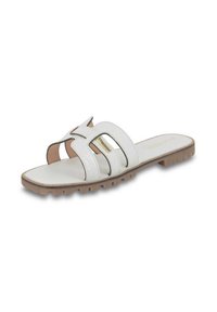 Sandali bianchi in materiale sintetico. Design open-toe con due ampie cinghie dotate di aperture. Suola in gomma texturizzata.