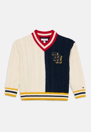 Tommy Hilfiger, RUGBY CABLE UNISEX - Striktrøje - ivory petal/navy blocking