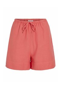 Koral bomulds shorts med elastisk talje og snor, der har en afslappet pasform og sidelommer. Glat tekstur, enkel design.